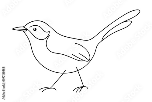 Elegant Line Drawing of a Wren Vector Illustration for Art and Design