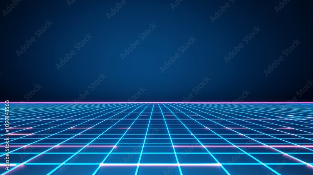 A 3D illustration of a virtual cyberspace room featuring stars against a black background.