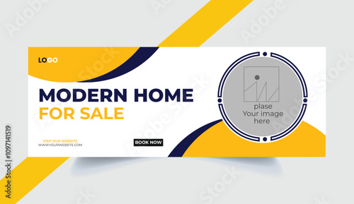 Modern home Facebook cover vector design template