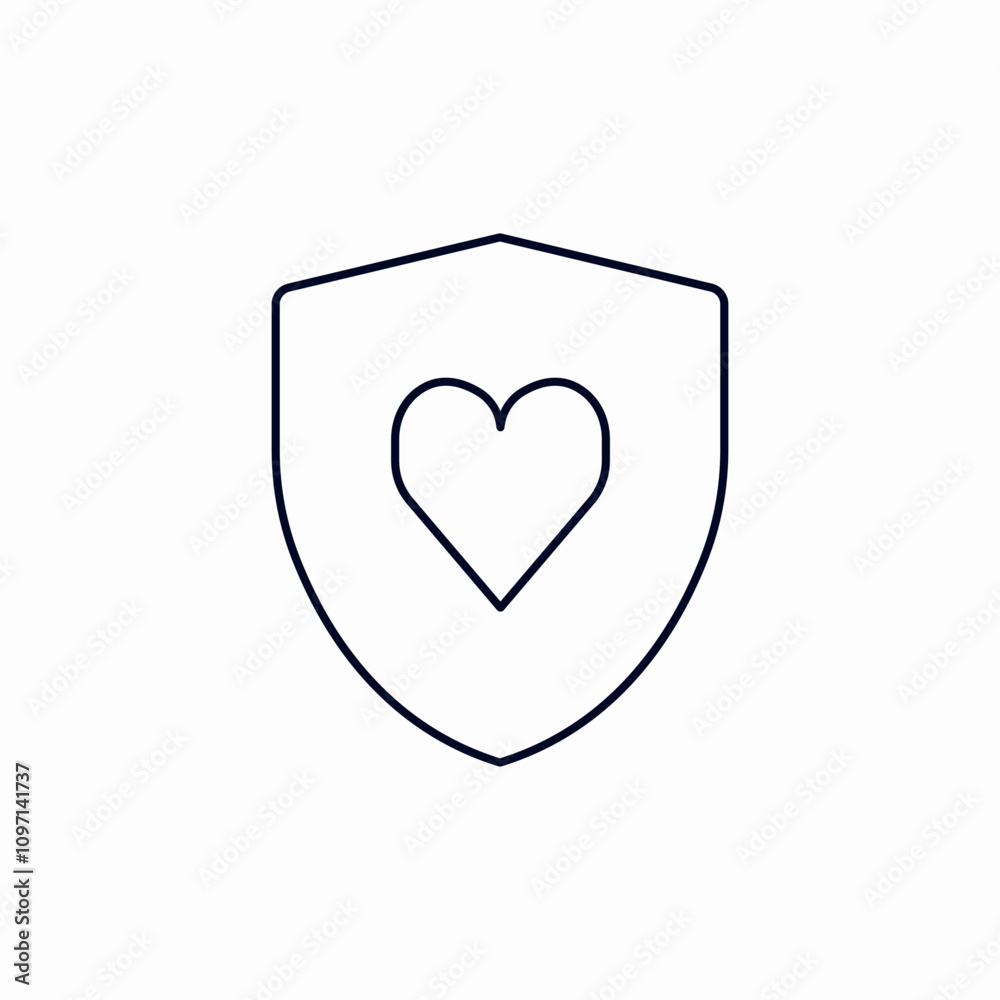 heart shield protection icon sign vector heart shield protection icon sign vector