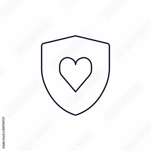 heart shield protection icon sign vector