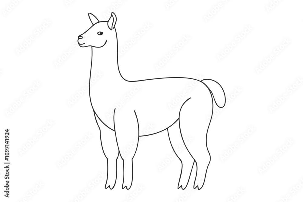 Obraz premium Alpaca Line Drawing Elegant Line Art Vector Illustration
