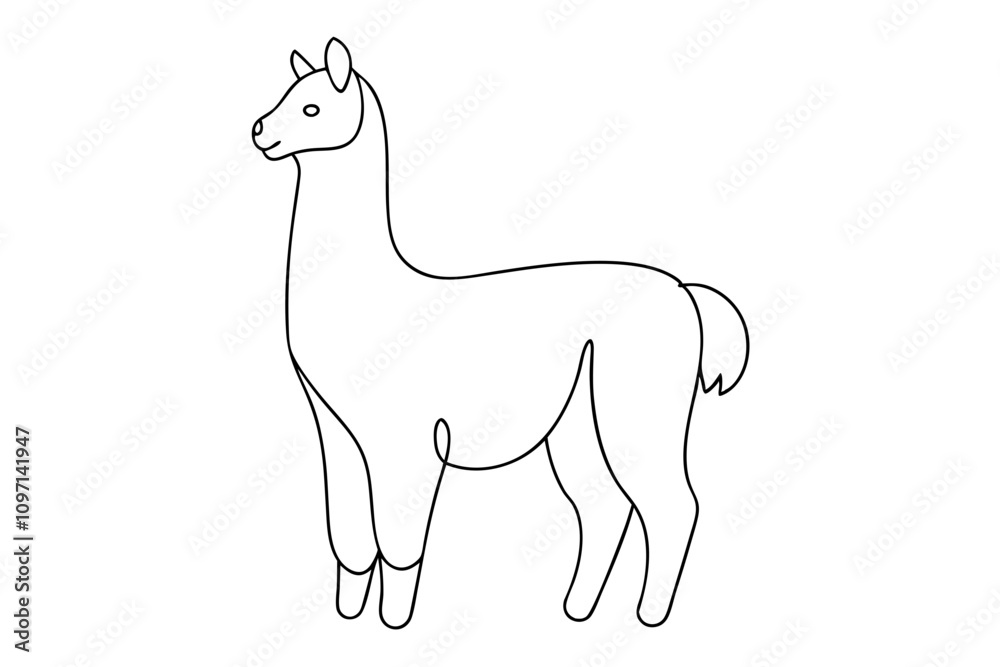 Alpaca Line Drawing Elegant Line Art Vector Illustration Alpaca Line Drawing Elegant Line Art Vector Illustration