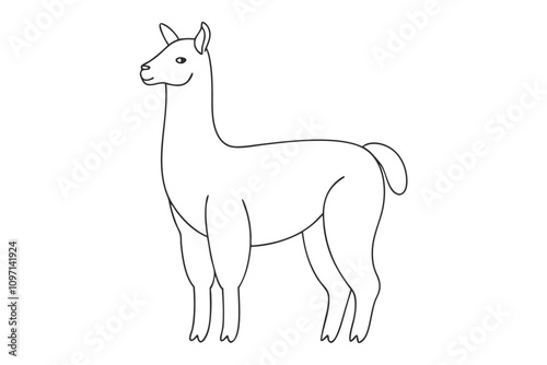 Alpaca Line Drawing Elegant Line Art Vector Illustration