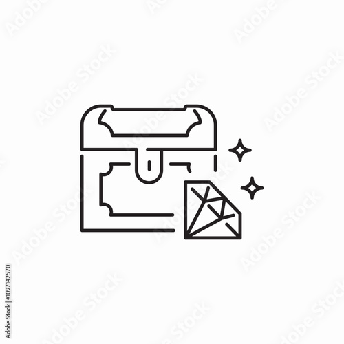 treasure box diamond icon sign vector