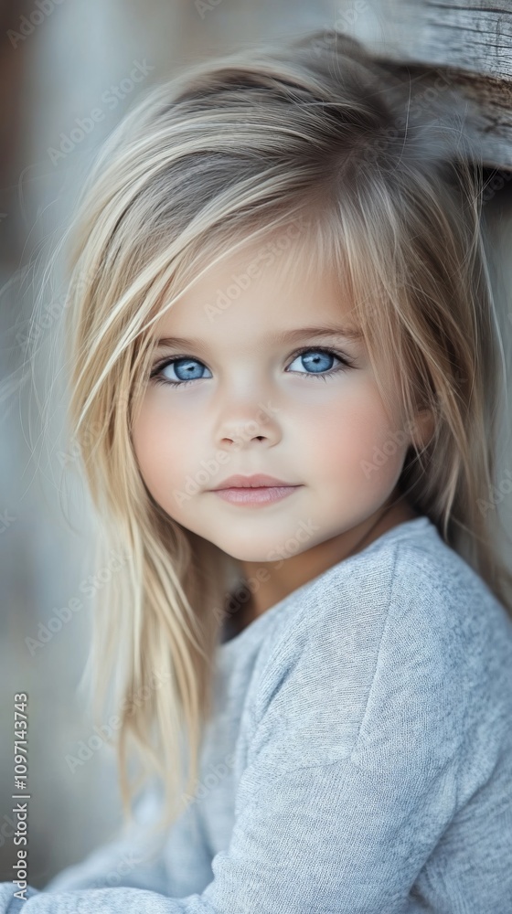 Captivating portrait of a young girl with striking blue eyes in a natural setting Captivating portrait of a young girl with striking blue eyes in a natural setting