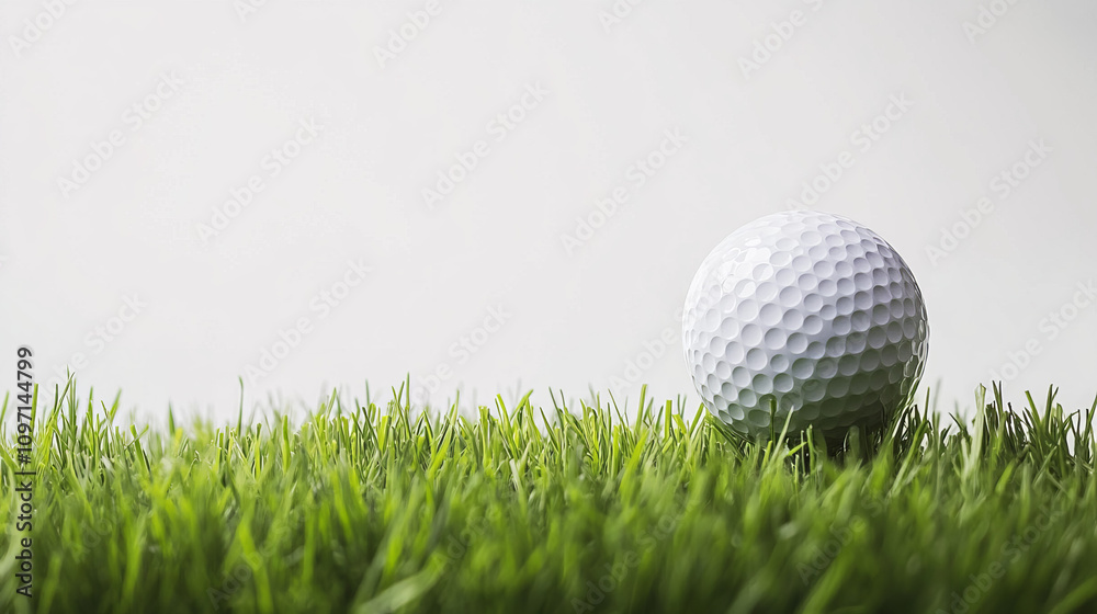 Golf Ball and Tee on grass on white background Golf Ball and Tee on grass on white background