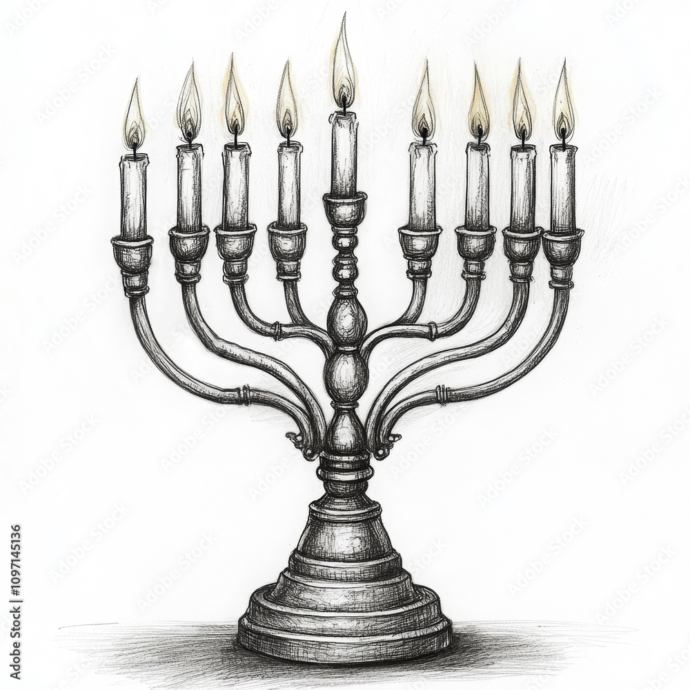 Hanukkiah, Hannukah Menorah with Candles, Winter Holidays, Festival of Lights, Isolated, AI Generated Hanukkiah, Hannukah Menorah with Candles, Winter Holidays, Festival of Lights, Isolated, AI Generated