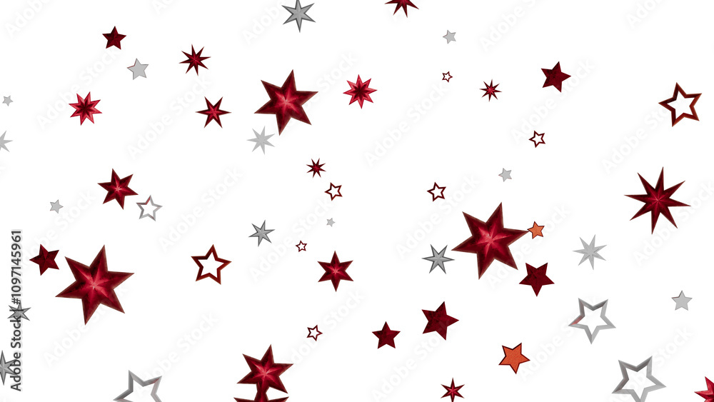 Red and Silver Stars on White Background Red and Silver Stars on White Background