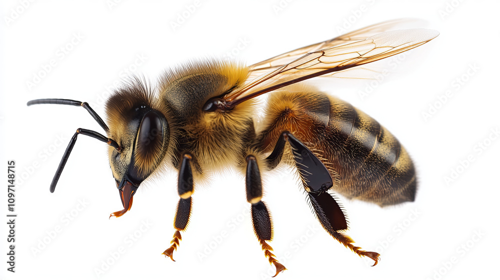 Honey bee, Apis mellifera, isolated on white background Honey bee, Apis mellifera, isolated on white background