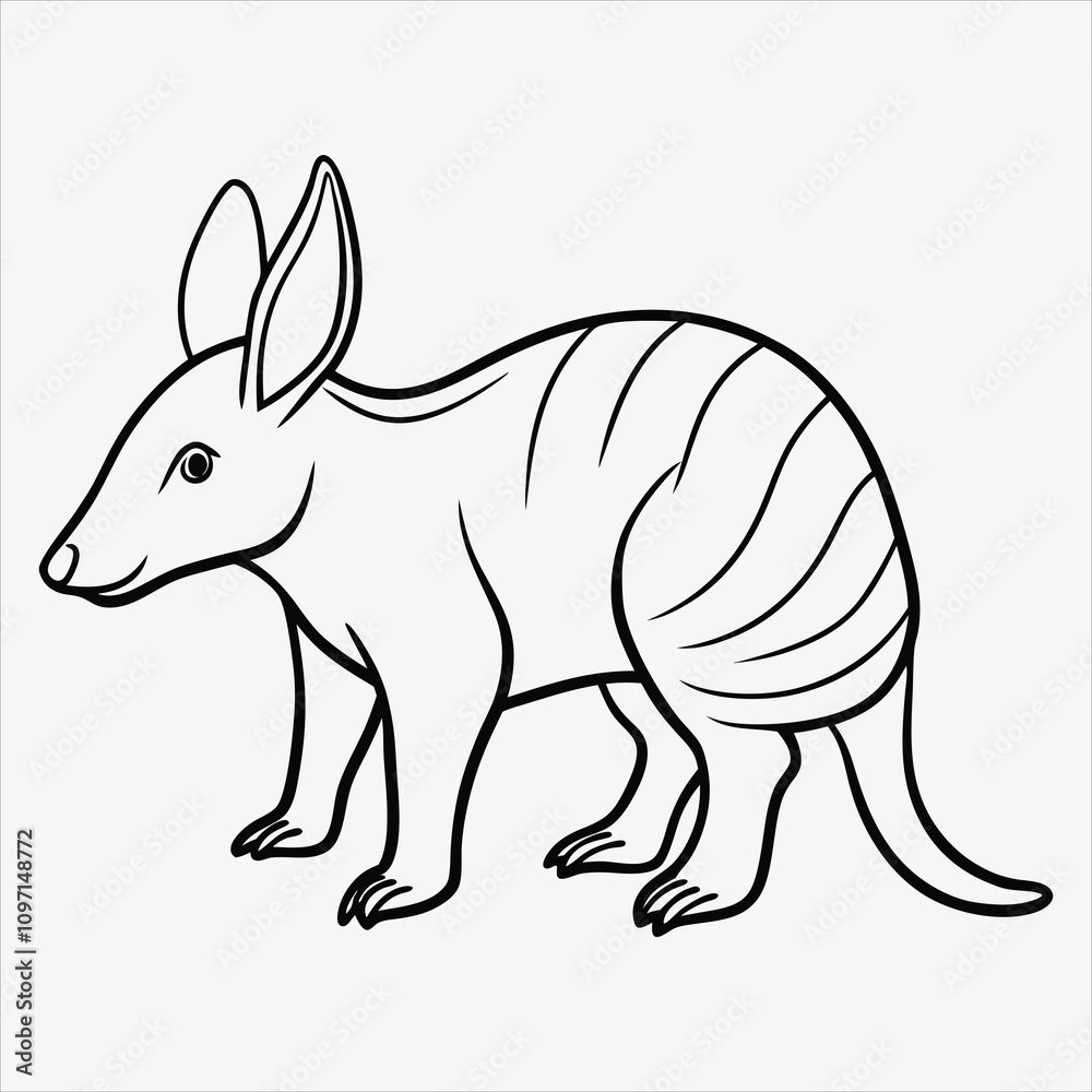 Fototapeta premium Aardvark line art White background illustration Generative Ai