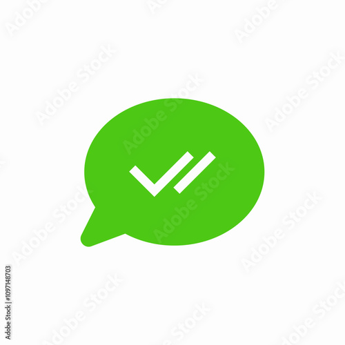 speech bubble double check mark icon sign vector