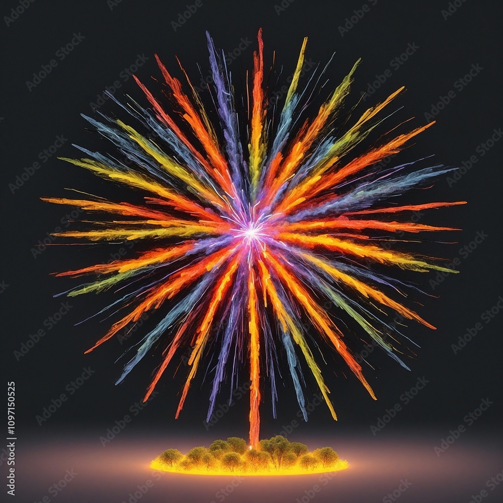 Fototapeta premium Großes Feuerwerk. Generative AI Technologie