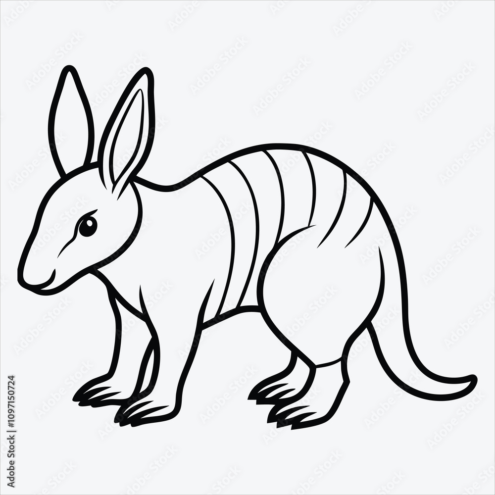 Fototapeta premium Aardvark line art White background illustration Generative Ai