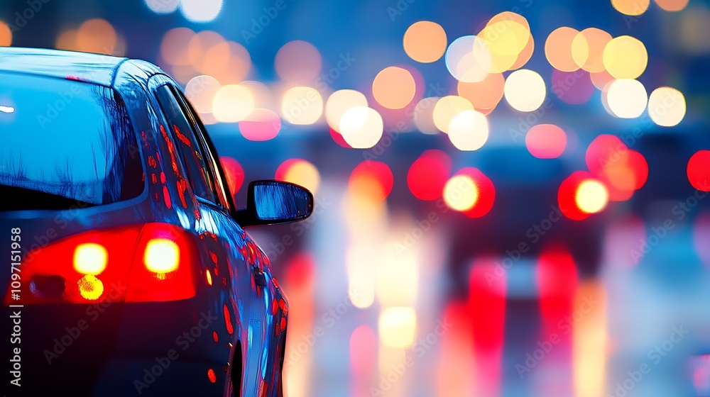 Vibrant urban nightlife colorful blurry city traffic with glowing bokeh lights : Generative AI Vibrant urban nightlife colorful blurry city traffic with glowing bokeh lights : Generative AI