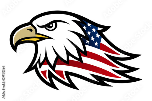 4th of July Patriotic Eagle with USA Flag - Vector Illustration