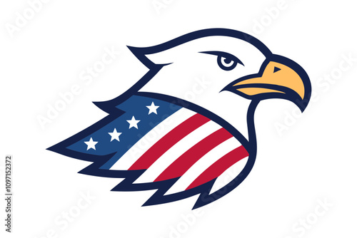 4th of July Patriotic Eagle with USA Flag - Vector Illustration