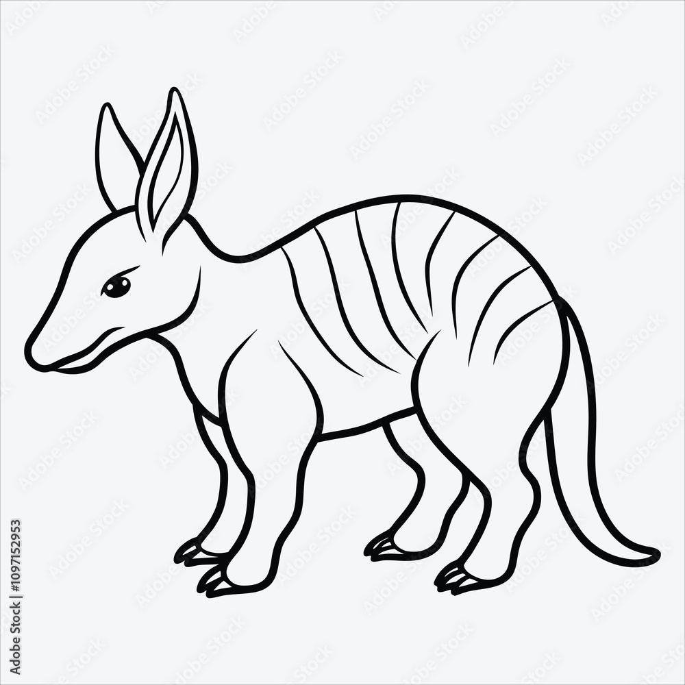 Fototapeta premium Aardvark line art White background illustration Generative Ai