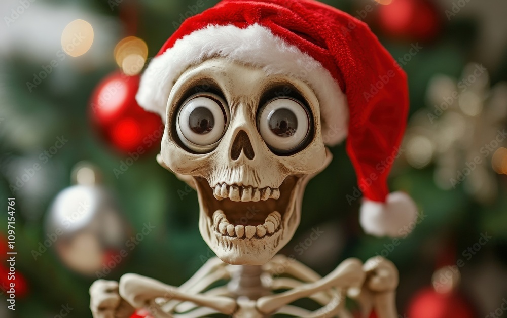 christmas funny skeleton in santa hat christmas funny skeleton in santa hat