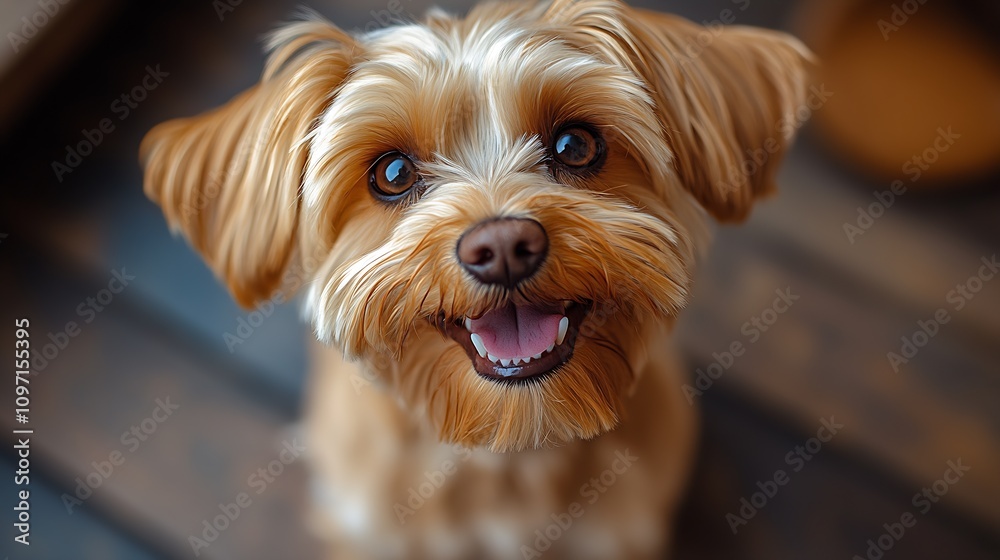 Adorable Shih Tzu Puppy with Happy Expression on Wooden Floor : Generative AI Adorable Shih Tzu Puppy with Happy Expression on Wooden Floor : Generative AI