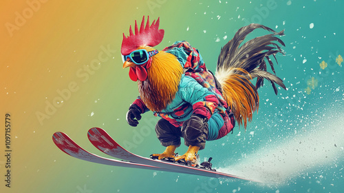ANIMALS in a very beautiful, bright, ski suit