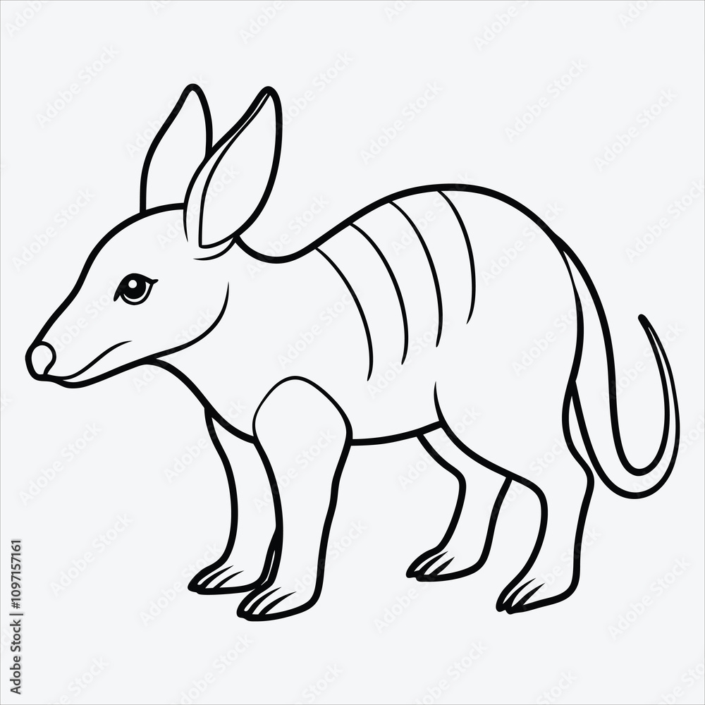 Fototapeta premium Aardvark line art White background illustration Generative Ai