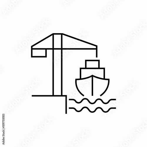 crane ship icon sign vector