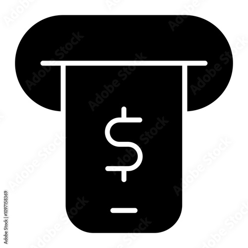 Money Withdrawal Icon with Cash Bills and ATM