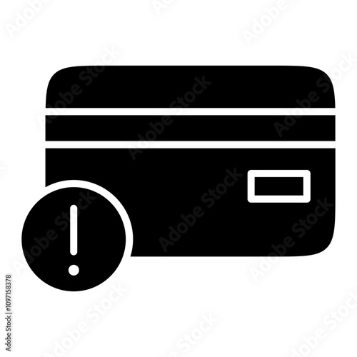 Overdraft Icon with Credit Card and Warning Sign