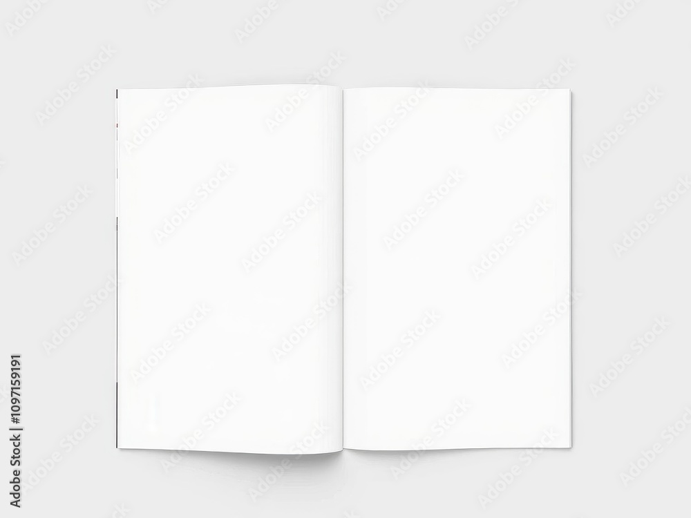 Blank Brochure magazine with clean, blank pages isolated on a grey background, mockup, marketing, magazine Blank Brochure magazine with clean, blank pages isolated on a grey background, mockup, marketing, magazine