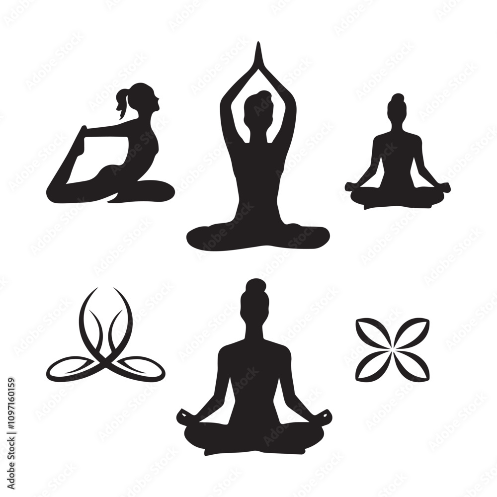 Yoga Silhouette Vector Art, Icons, and Graphics Yoga Silhouette Vector Art, Icons, and Graphics