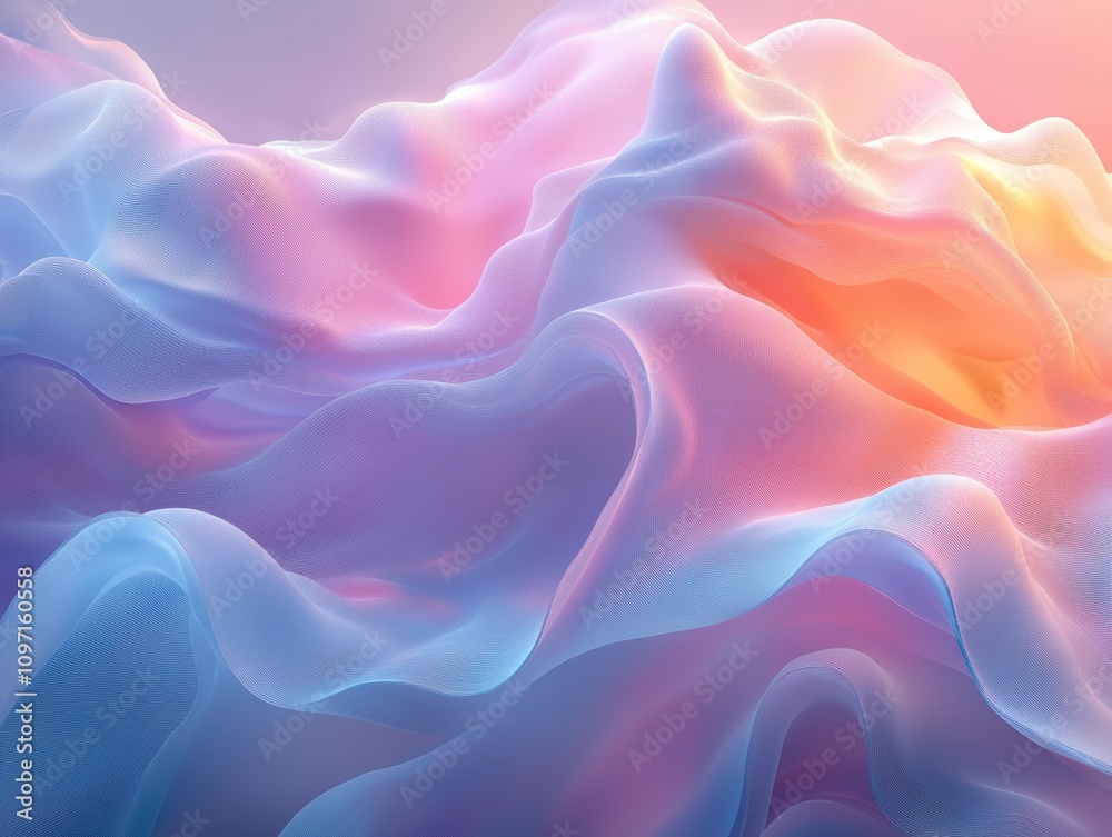Abstract waves of soft pastel colors creating a serene, flowing landscape. Abstract waves of soft pastel colors creating a serene, flowing landscape.