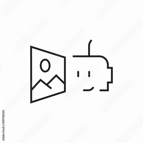 robot head and picture icon sign vector
