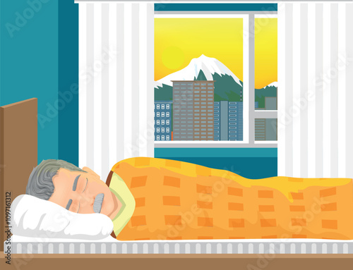 old man resting in bed
