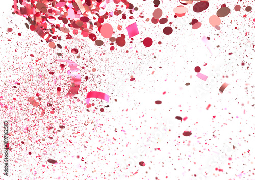 Pink confetti falling on black background