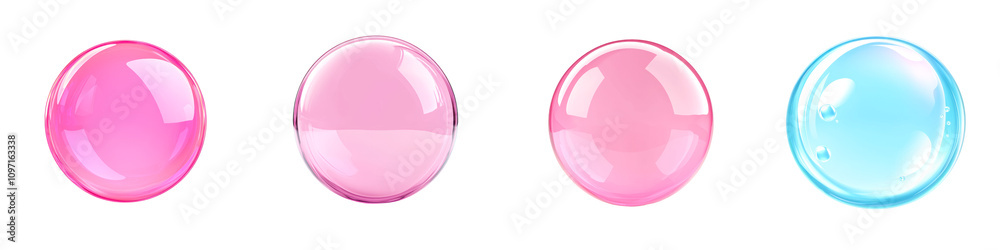 Colored soap bubbles, white isolate background transparent background