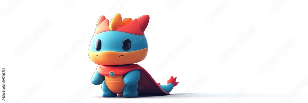 A cute, colorful dragon character wearing a cape, designed for playful or whimsical contexts.