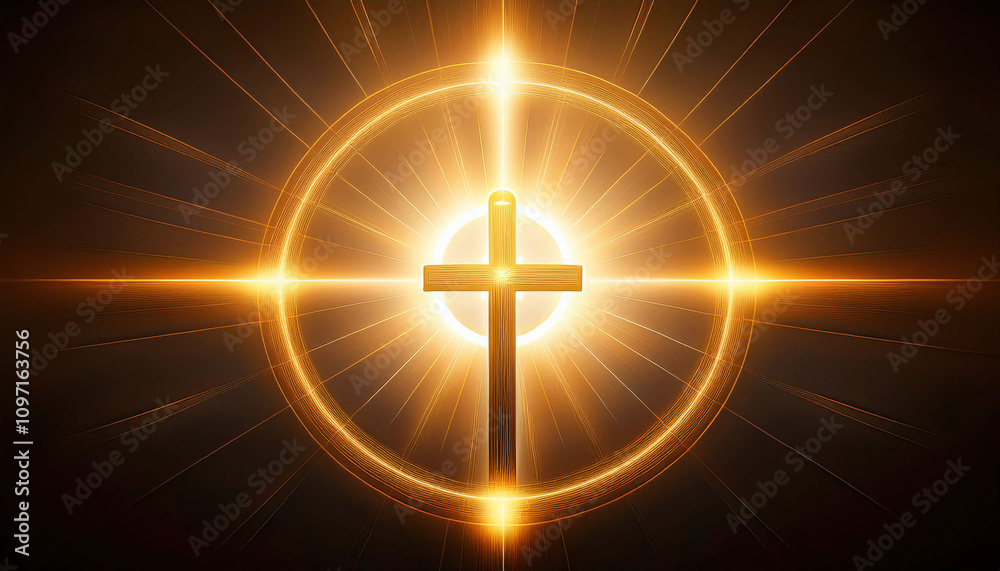 A soft golden gradient halo surrounds a simple cross or a baby's silhouette, radiating warmth and divinity, creating a serene and sacred atmosphere. A soft golden gradient halo surrounds a simple cross or a baby's silhouette, radiating warmth and divinity, creating a serene and sacred atmosphere.