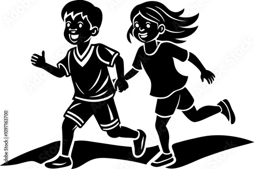 Children Running Vector Illustration - Playful and Dynamic Design for Kids
