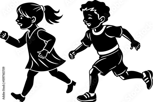 Children Running Vector Illustration - Playful and Dynamic Design for Kids