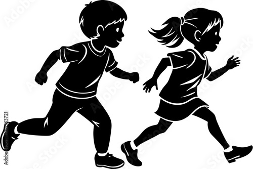 Children Running Vector Illustration - Playful and Dynamic Design for Kids