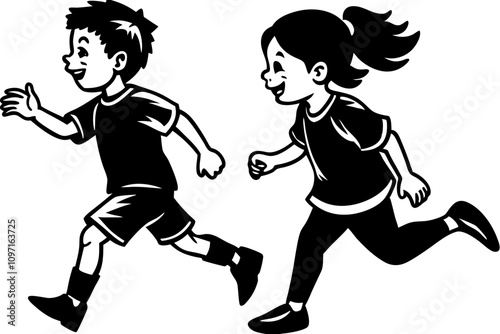 Children Running Vector Illustration - Playful and Dynamic Design for Kids