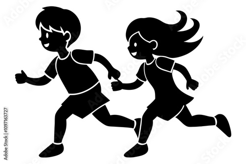 Children Running Vector Illustration - Playful and Dynamic Design for Kids