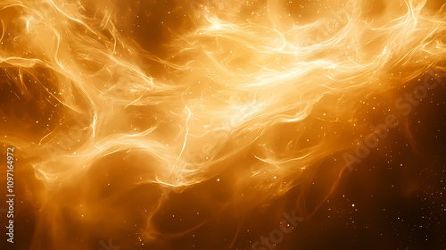 Dynamic cosmic firestorm: surreal space swirls with electric energy and stars. Electric Firestorm Clouds. Illustration