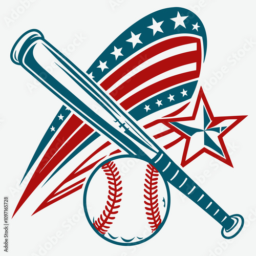 Baseball Bat and Ball Retro Vector Design Sports Theme Dynamic Environment American Style