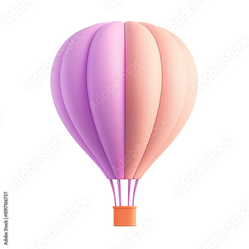 Pink and orange hot air balloon floating with transparent background