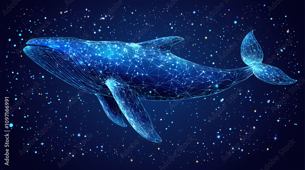 Fototapeta premium polygonal blue whale