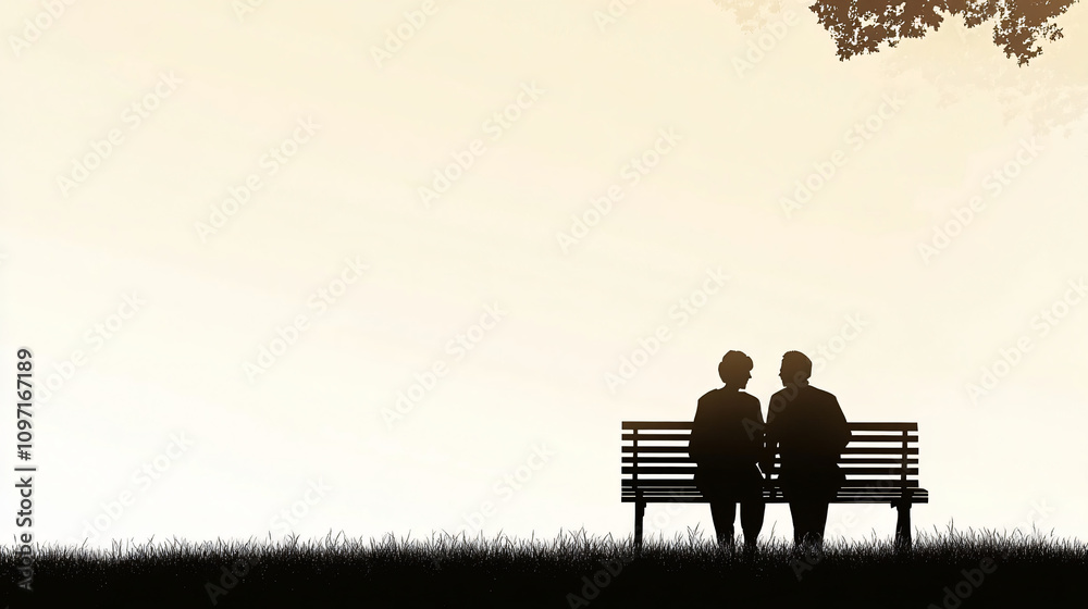Senior couple relaxes on park bench, savoring retirement and togetherness Senior couple relaxes on park bench, savoring retirement and togetherness