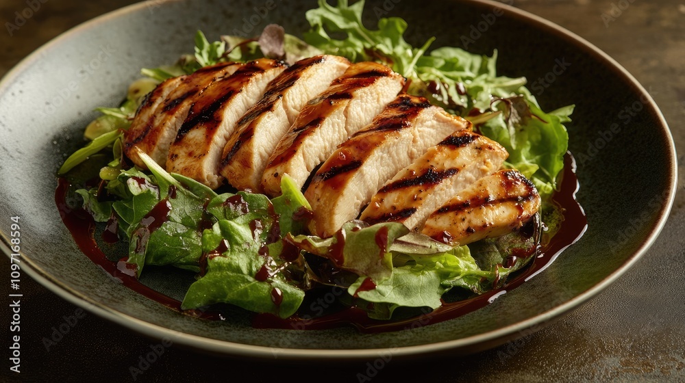 Grilled chicken salad recipe culinary delight kitchen fresh ingredients close-up healthy eating concept Grilled chicken salad recipe culinary delight kitchen fresh ingredients close-up healthy eating concept