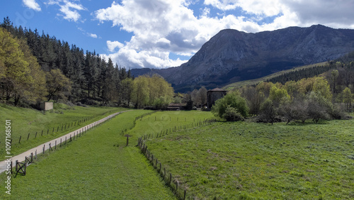 aerial view of the Valley of Atxondo in the Basque country photo